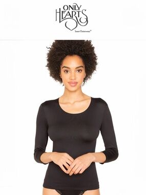 Only Hearts Delicious 3/4 Sleeve Crewneck  Shirt in Black